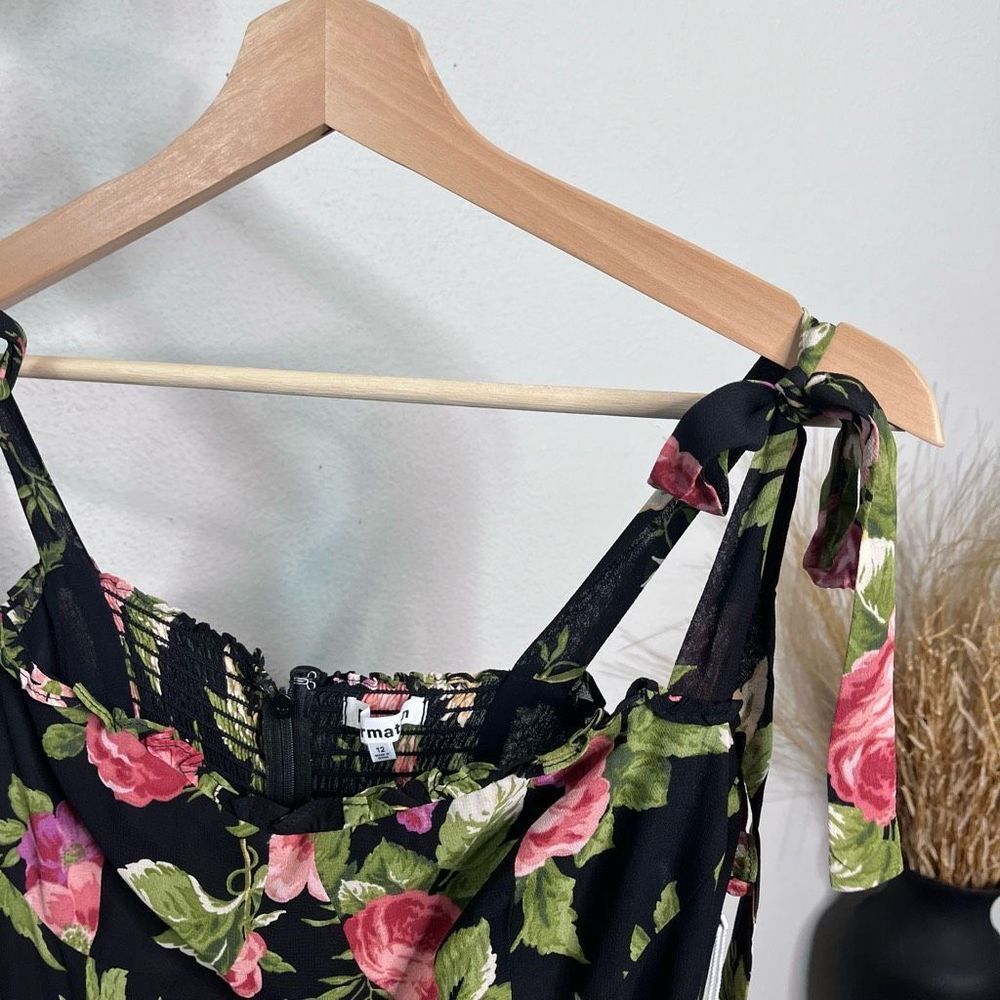 Reformation Black Floral Midi Dress - Picture 6 of 11